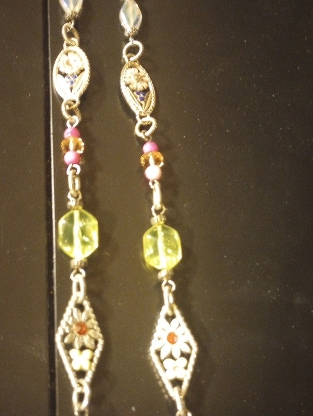 Brighton Silver-Tone Multicolor Bead Station Necklace - Blue Green Pink Yellow - Picture 8 of 8
